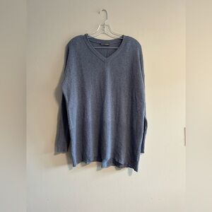 Claudia Nichole 100% Cashmere Blue V-Neck Tunic Sweater Size M